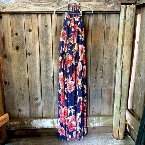 Bisou Bissou Floor Length Floral Halter Dress - Picture 1 of 6